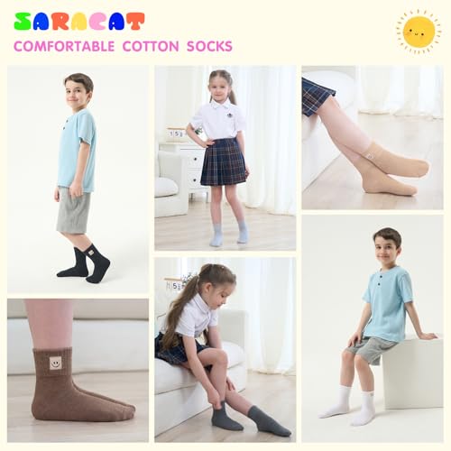Saracat X-Large-XX-Large 6 Pairs Multicolor Cotton Ankle Socks for Girls, Athletic & Cute