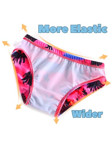 Girls Long Sleeve Rash Guard Swimsuit Set UPF 50+ - Coconut Tree, 9-10 Years