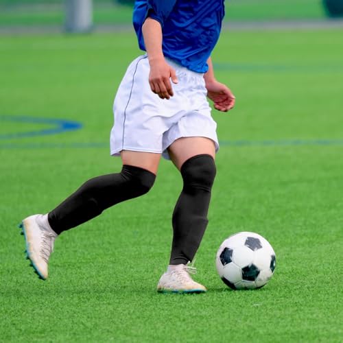 SUNYIWJIE 4 Pair Over-the-Knee Football Baseball Socks - Medium Black