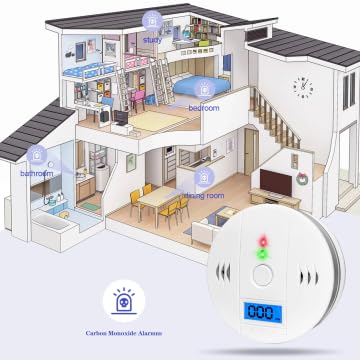 Carbon Monoxide Detector, Carbon Monoxide Alarm, CO Detector with LCD Digital Display, Battery Powered (2-Pack)