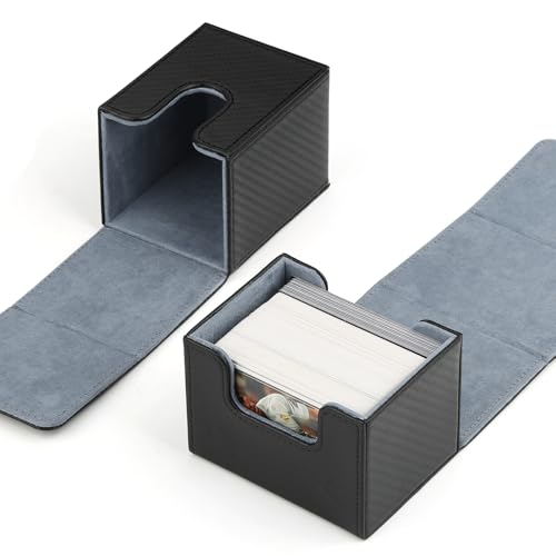 Trading Card Deck Box - Magnetic Storage Case for 110+ Sleeved Cards - Black
