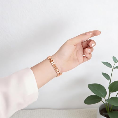 Dhwazz Rose Gold Stainless Steel Watch Band for Fitbit Inspire 2 & 3 Women
