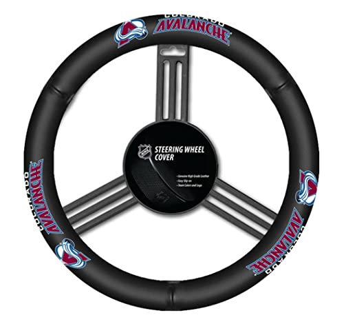 NHL Leather Steering Wheel Cover - Colorado Avalanche - Black/Team Colors