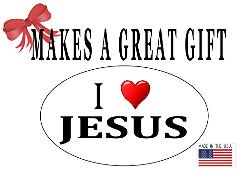 I Love Jesus Car Decal - Oval Bumper Sticker 5x3 Inch
