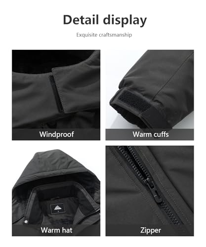Men's Waterproof Ski Jacket with Fleece Lining and Hood
