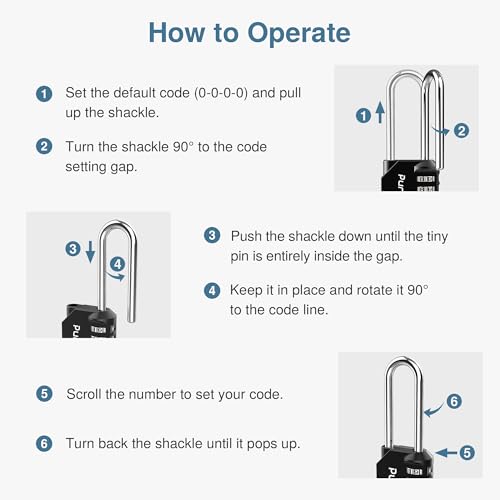 Puroma 10 Pack 2.6 Inch Long Shackle Combination Lock 4 Digit Outdoor Waterproof Padlock for Hasp Locker Lock, Sports Locker, Fence, Gate, Toolbox, Case, Hasp Storage, Cabinets (Black)