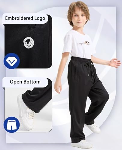 OCYMA Boys Sweatpants 5-Pack Athletic Joggers with Zip Pockets - Medium, Black, Gray & Green