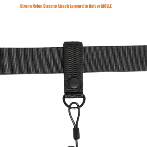 TACNEX 1 pcs Coil Pistol Lanyard Duty Belt Keeper with D Ring & Metal Clip