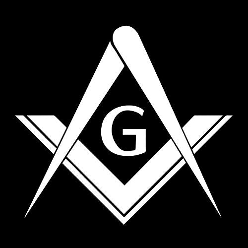 Masonic Square & Compass Vinyl Decal - White - 6 Inch