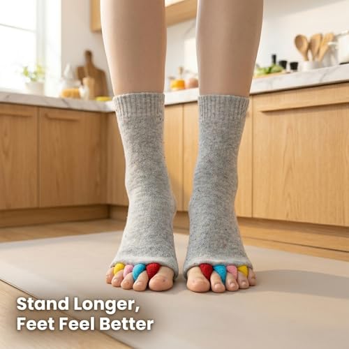 Foot Alignment Socks with Toe Separators for Yoga - Grey