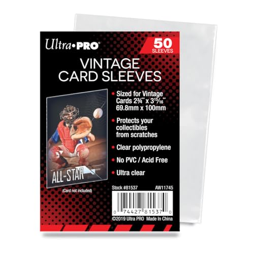 Vintage Trading Card Sleeves - 50 Pack, Transparent Protective Covers