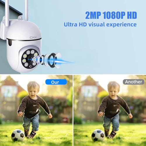 CKK 1080P Security Camera Wireless Outdoor, 2 Pcs 2MP PTZ WiFi Home Camera (2.4G/5G Dual-Band), 360¡Æ Pan/Tilt, Color Night Vision, Motion Alerts, 2-Way Audio, Compatible with Alexa, SD/Cloud Storage