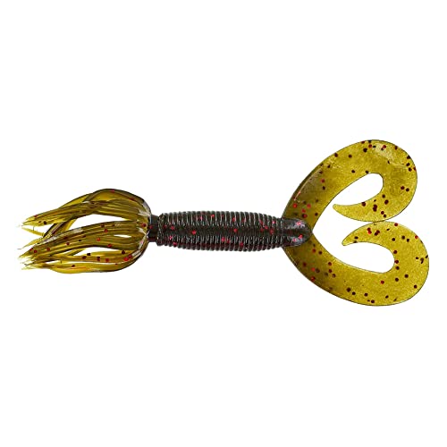 5" Double Tail Hula Grub Fishing Lure - Green Pumpkin, 10 Pack