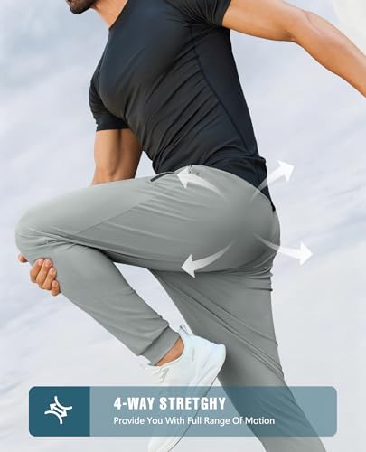 FOGFIRE Men's Lightweight Grey Sweatpants with Zipper Pockets - 3X-Large Athletic Joggers for Workout & Running