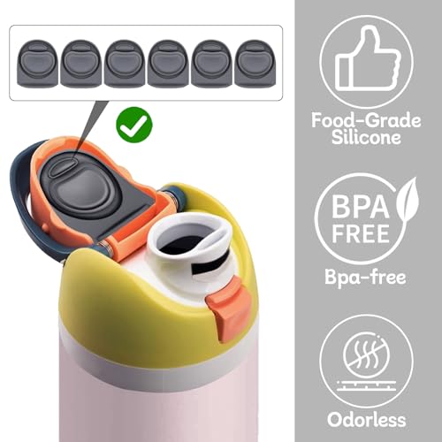 6-Pack Replacement Rubber Stoppers for Owala FreeSip Water Bottles - Grey