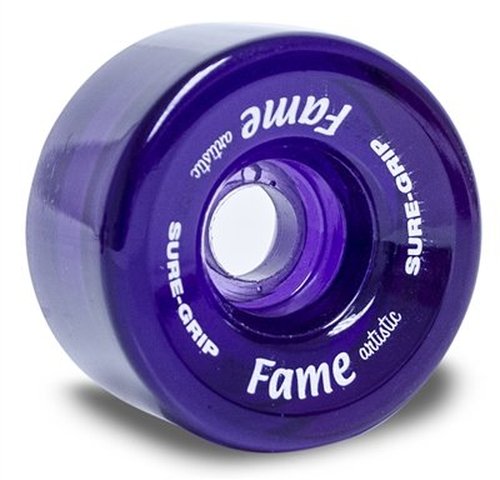 Sure-Grip Fame Artistic Indoor Wheels - Made of Urethane Material - 97A Durometer & 57mm Diameter - High Performance Competition Wheels - Comes in Set of 8 with Diverse Color Options - Clear Purple