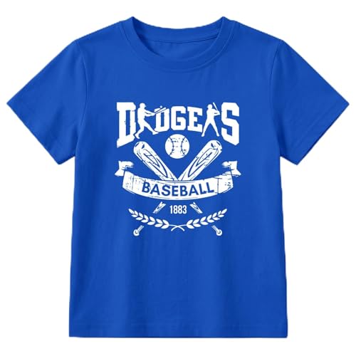 Kids Baseball T-Shirts for Boys & Girls Game Day Fan Tee Toddler 11-12 Blue
