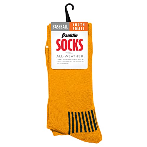 Youth Baseball & Softball Socks - Tall Sports Socks - Small Yellow/Orange