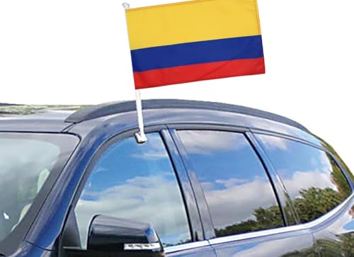 Colombia Car Flags - 2 Pack 11" x 17" with Flagpole Mount