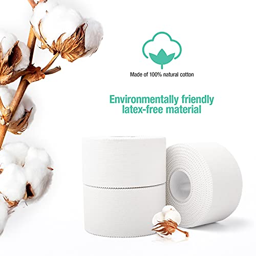 White Athletic Sports Tape - Strong, Easy Tear, No Residue, 3 Pack (1.5in x 35ft)