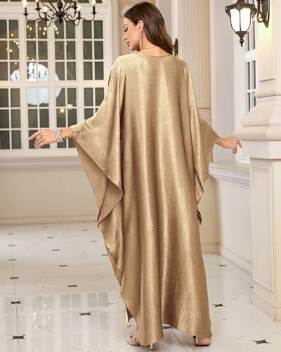Bsubseach Women Kaftan Dress Plus Size Swimsuit Cover Up A-Champagne