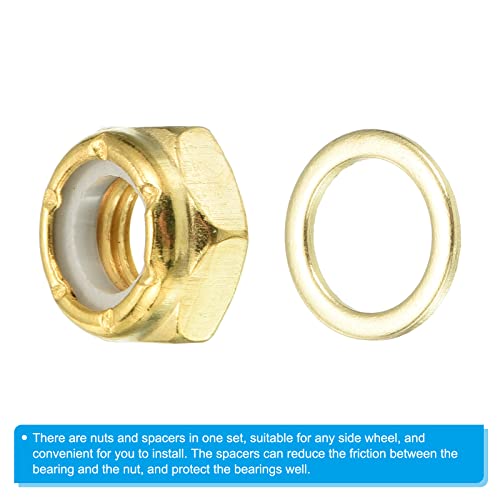 Skateboard Axle Nut and Spacer Hardware Repair Kit - Gold