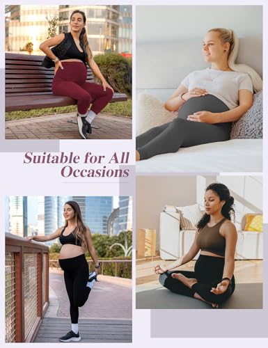 Siimcuzy 3 Pack Maternity Leggings for Women Comfortable Pregnancy Pants