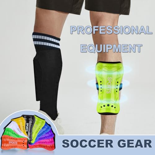 Youth Soccer Shin Guards - Neon Yellow, Size M - Protective Gear
