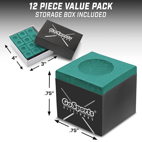Premium Pool Cue Chalk Cube 12 Pack - Green Billiards Accessory
