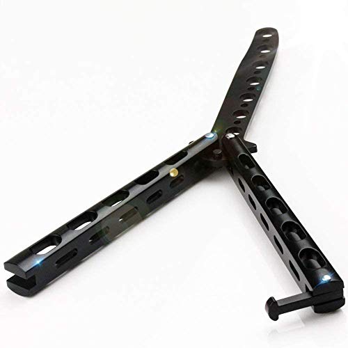 Butterfly Knife Trainer Practice - Enhanced Black Steel - Safe for Beginners