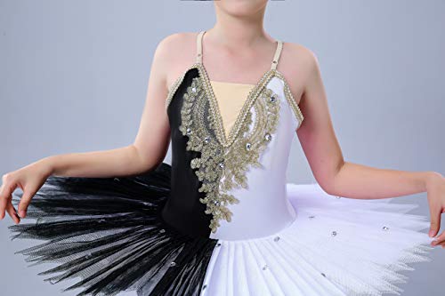 Girls' Ballet Swan Lake Tutu Costume for 6-7 Years Black & White