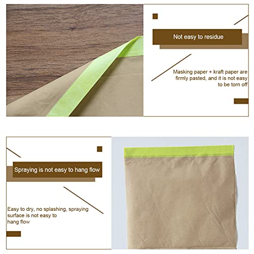 Saycker Pre-Taped Masking Paper for Painting,18inch x 49ft Adhesive Paint Protective Paper Roll,Tape and Drape Painters Paper for Covering Skirting,Frames,Cars and Auto Body