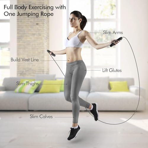 Loocio Black Blue Adjustable Steel Jump Rope with Ball Bearings for Fitness & Workout