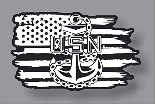Navy USN Veteran Sailor Anchor Vinyl Decal Sticker - 6" x 10"