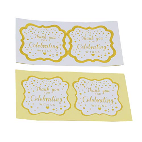 Thank You Stickers - Metallic Gold Ink, 50-Pack, 2"