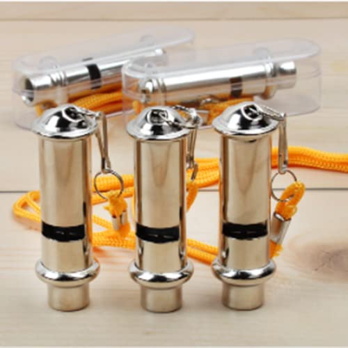 2 Pack Metal Police Whistles with Lanyard - Super Loud 120dB Emergency Signaling for Outdoor Activities