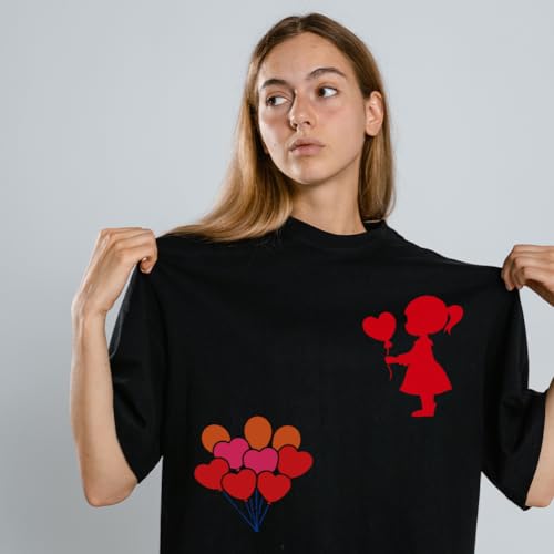 FINGERINSPIRE 9 Pcs Balloon Figure Painting Stencil with Brush 5.9x5.9inch Little Lady and Boy Pattern Drawing Template People with Balloon DIY Stencil for Painting on Wood Wall Fabric Furniture