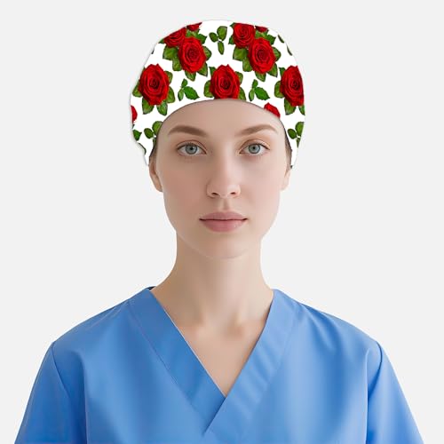 Adjustable Working Cap with Sweatband - Red Rose - 2 Pcs