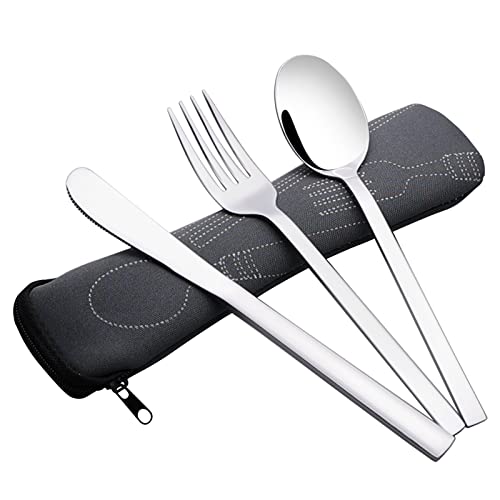 Stainless Steel Travel Utensils Set - Knife, Spoon & Fork