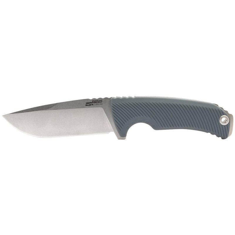SOG Tellus FX Full-Sized Fixed Blade Knife 4.2" Full-Tang CRYO 440C Steel Blade GRN Handle UMS Compatible Sheath, Wolf Gray