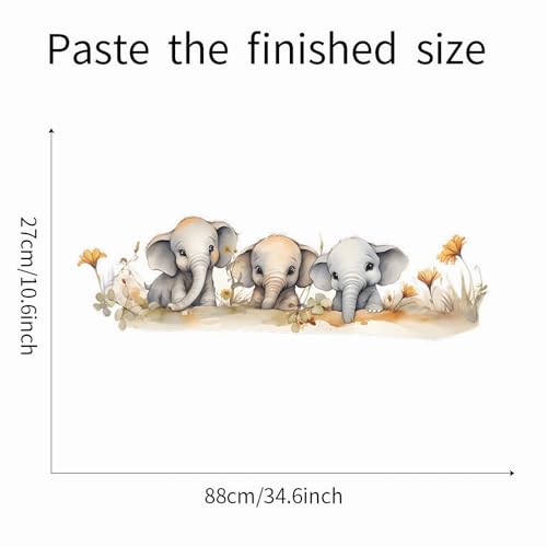 Cozy Baby Elephant Family Wall Stickers, sacinora Cute Cartoon Animal Wall Decals Removable Vinyl Peel and Stick for Kids Boy Girl Nursery Living Room Bedroom Art Decorations