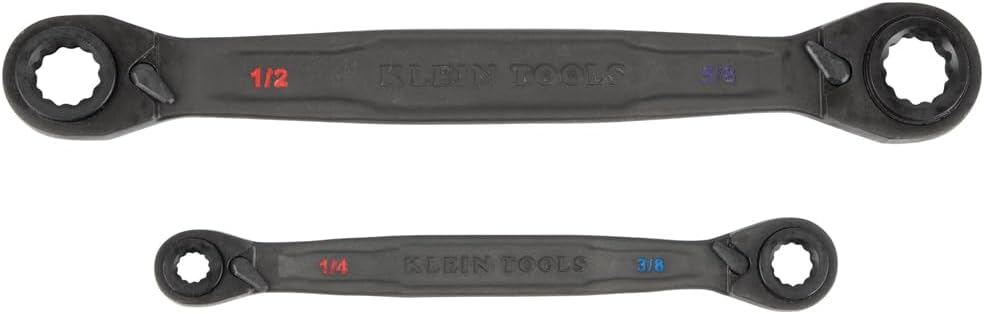 4-in-1 Reversible Ratcheting Box Wrench Set - Klein Tools, SAE, 2-Piece, 1/4 to 3/4-Inch
