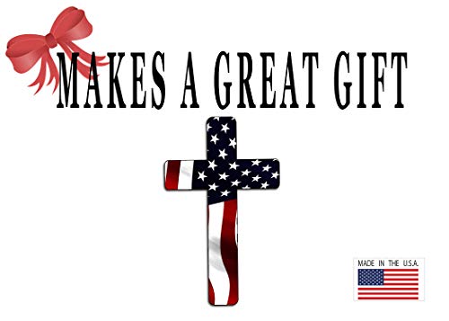 USA Flag Cross Decal Sticker - 3x5 Inch Vinyl Bumper Sticker