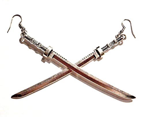 Large Katana Sword Earrings - Hypoallergenic Hooks