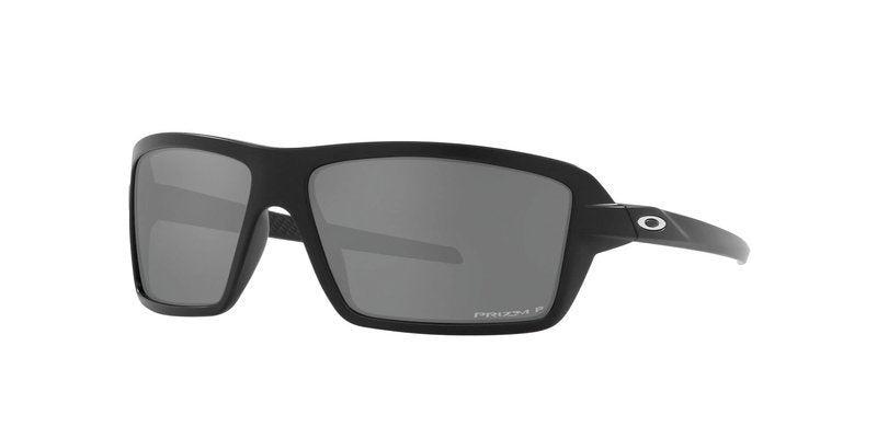 Oakley Mens OO9129 Cables Rectangular Sunglasses, Matte Black/Prizm Black Polarized, 63 mm