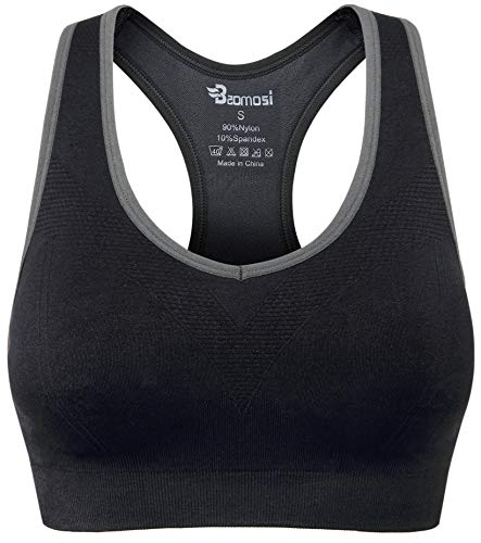 BAOMOSI Women's Seamless High-Impact Racerback Sports Bra X-Large Black