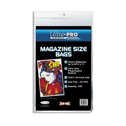Magazine and Comic Size Storage Bags 100 Acid-Free Archival Sleeves