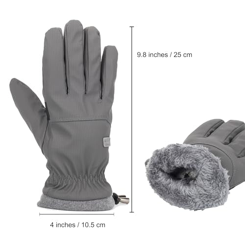 Water-Repellent Winter Ski Gloves with Touchscreen - Grey