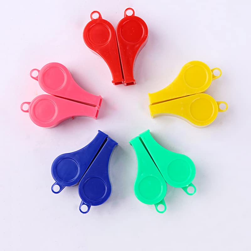 10 Pack Plastic Sports Whistles with Lanyards - Durable Coaching Gear