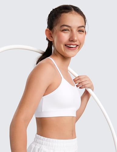 CRZ YOGA Girls Butterluxe Y-Back Sports Bra (Large, White) - Brand USPs